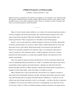 A Biblical Perspective on Homosexuality