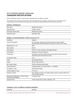 2012 DODGE GRAND CARAVAN CANADIAN SPECIFICATIONS