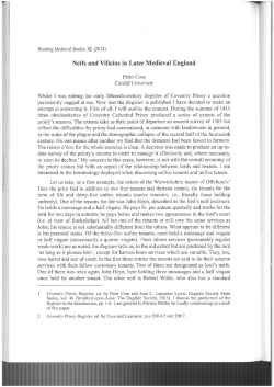 Neifs and Villeins in Later Medieval England