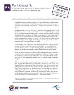 The habitant`s life - The Critical Thinking Consortium
