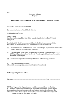 Gender, Madness and the Search for Identity in selected works of F