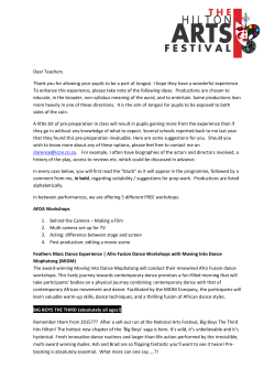 Dear Teachers Thank you for allowing your pupils to be a part of