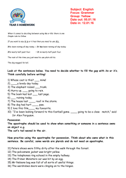 Subject: English Focus: Grammar Group: Yellow Date out: 05.01.16