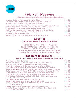 Cold Hors D`oeuvres - Italian Cultural Centre
