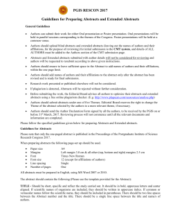 Abstract and Extended Abstract Guidelines
