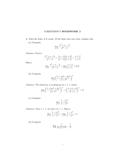 CALCULUS I HOMEWORK 2 1. Find the limit, if it exists. If the limit