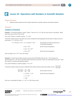 Lesson 10: Operations with Numbers in Scientific Notation