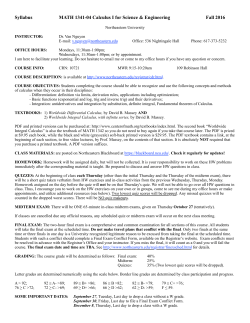 Section 04 MWTh 9:15-10:20AM in 109 Robinson Hall