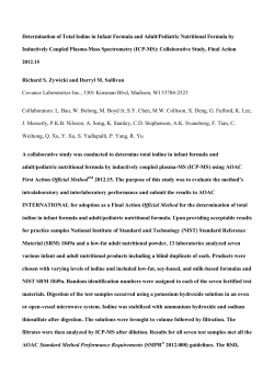 Determination of Total Iodine in Infant Formula and Adult/Pediatric