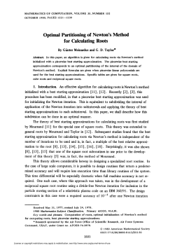 for Calculating Roots - American Mathematical Society