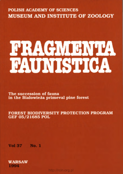 Secondary succession of fauna in the pine forests of Puszcza