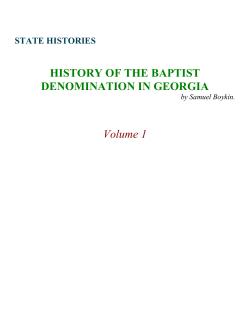 History of the Baptist Denomination in Georgia