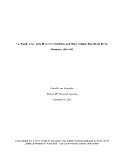 Prohibition and Ethno-Religious Identities in Berlin, Wisconsin, 1910