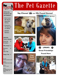 UPAWS Summer 2014 - Upper Peninsula Animal Welfare Shelter