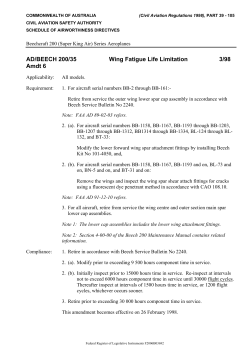 AD/BEECH 200/35 Amdt 6 - Wing Fatigue Life Limitation