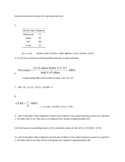 of values below 0.5 100% total # of values X Percentile + = ∙ 100% s