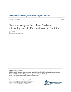 Feminine Images of Jesus: Later Medieval Christology and the