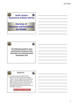 Overview of Processes and Procedures for SCDMV