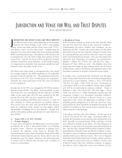 jurisdiction and venue for will and trust disputes
