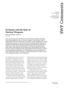 Germany and the Role of Nuclear Weapons. Between Prohibition