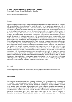 To What Extent is Squatting an Alternative to Capitalism? Squatting
