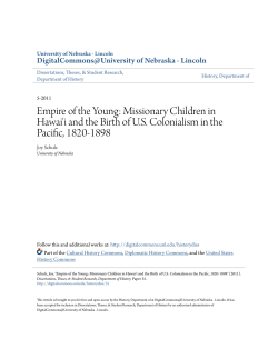 Empire of the Young: Missionary Children in Hawai`i and the Birth of