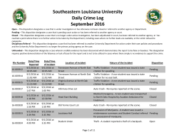 Crime Log Sep 2016 - Southeastern Louisiana University