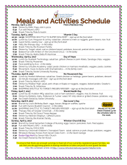 Monday, April 3, 2017 Find a Rainbow Day 6:00 Dinner by RMH