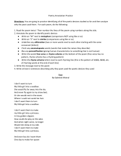 Poetry Annotation Practice Directions: You are going to practice