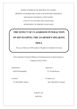 THE EFFECT OF CLASSROOM INTERACTION ON DEVELOPING