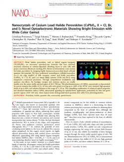 Nanocrystals of Cesium Lead Halide Perovskites (CsPbX3, X = Cl
