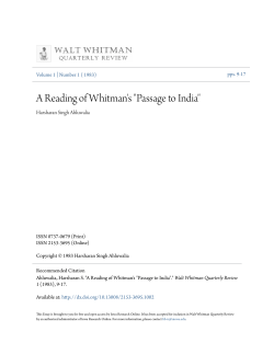 A Reading of Whitman`s "Passage to India"