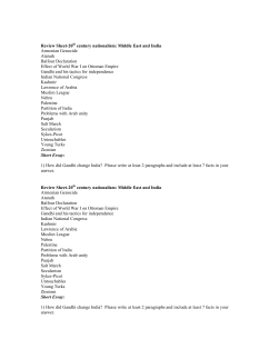Review Sheet-20th century nationalism: Middle East and India