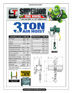 3 Ton SS Air Hoist Spec Chart