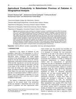 Agricultural Productivity in Balochistan Province of Pakistan A
