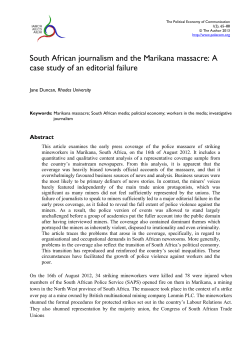 South African journalism and the Marikana massacre: A case study
