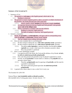 Summary of the Gerund (p1/3) 1. Summary of Use 1.1. The gerund is