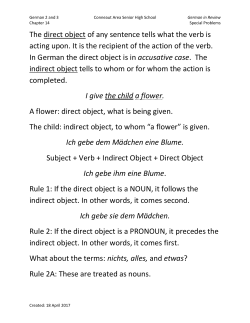 The direct object of any sentence tells what the verb is acting upon. It