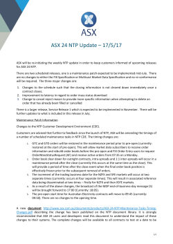 ASX 24 NTP Update &ndash; 17/5/17