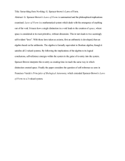 G. Spencer-Brown`s Laws of Form is summarized an