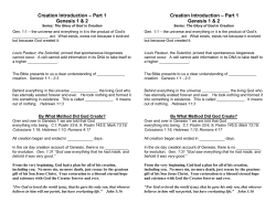 Creation Introduction - San Carlos Community Church