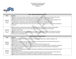 Social Studies: US Government Pacing Guide 2016