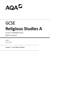 GCSE Religious Studies A Mark scheme Unit 08 - Islam June