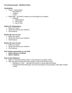 Pre-writing Example – Modified Outline Introduction: • Thesis – state