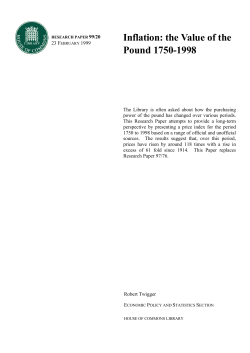 Inflation: the Value of the Pound 1750-1998