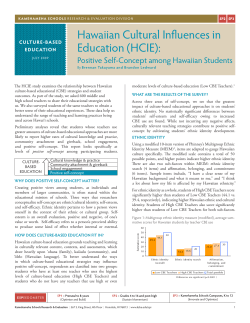 Hawaiian Cultural Influences in Education (HCIE): Positive Self