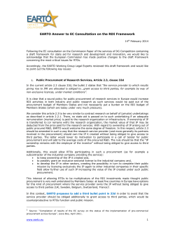 EARTO Answer to EC Consultation on the RDI Framework