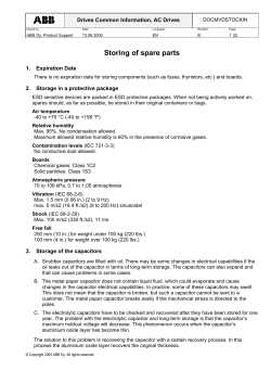 Storing of spare parts