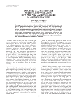 industry change through vertical disintegration