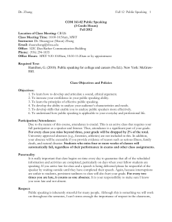Jcom 321 Public Speaking - Sam Houston State University